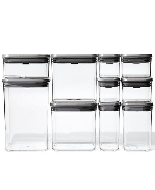Steel Pop 12-Piece Food Storage Container Set with Scoop & Labels