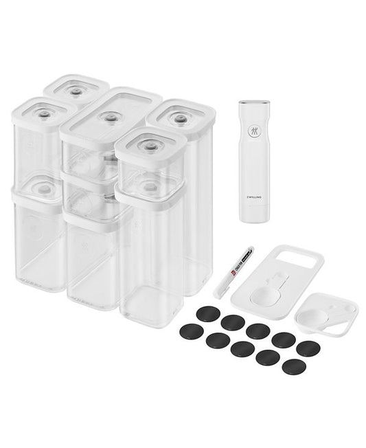CUBE 12-Piece Small and Medium Food Storage Set with Vacuum Pump