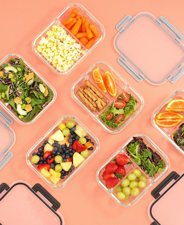 2-Sectional Set of 5 Food Prep Storage Containers