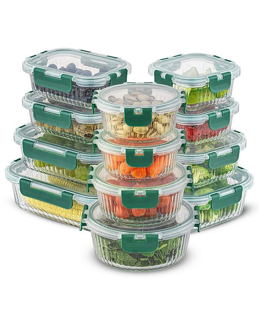 24-piece Fluted Food Storage Container Set with Lids