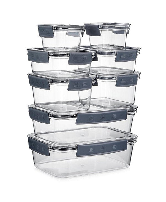 16Pc Airtight Clear Plastic Food Storage Containers with Lids - BPA Free, Keeps Food Fresh, Leak Proof, Store leftover, Meal Prep