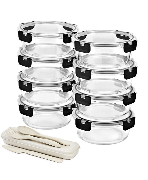 16 Piece Round (970ml/ 32.7oz/ 4cups) Glass Meal Prep Containers with Airtight Lids - Preserves Freshness, Oven Safe, durable, BPA-free
