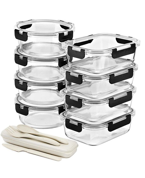 16 Piece Glass Meal Prep Containers with Airtight Lids - Preserves Freshness, Oven Safe, durable, BPA-free